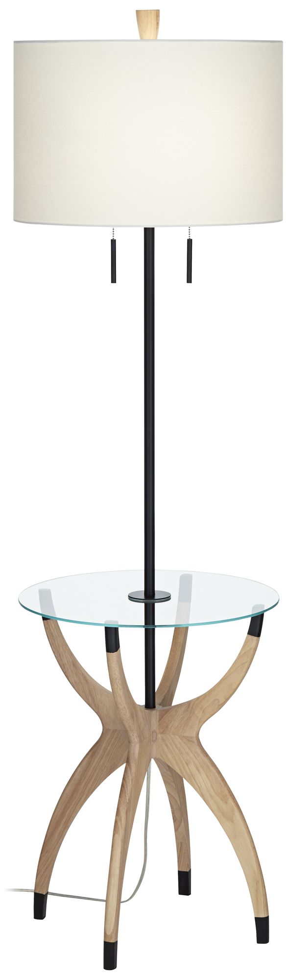 Possini Euro Vanguard 64" Light Oak Modern Glass Tray Floor Lamp