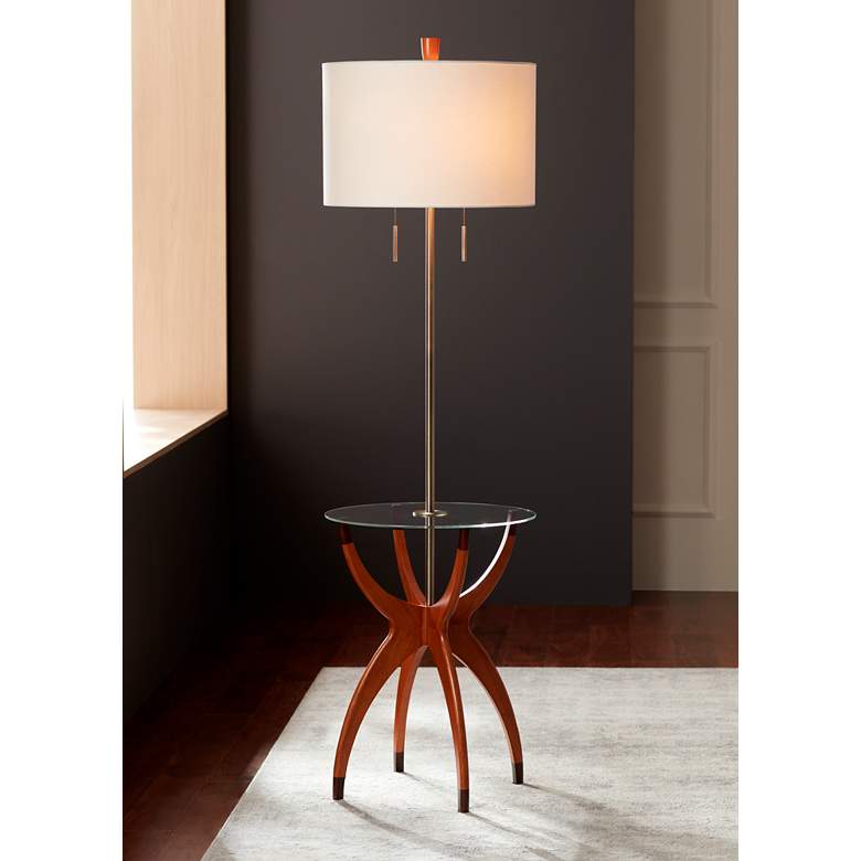 Image 1 Possini Euro Vanguard 64" Mid-Century Modern Tray Floor Lamp