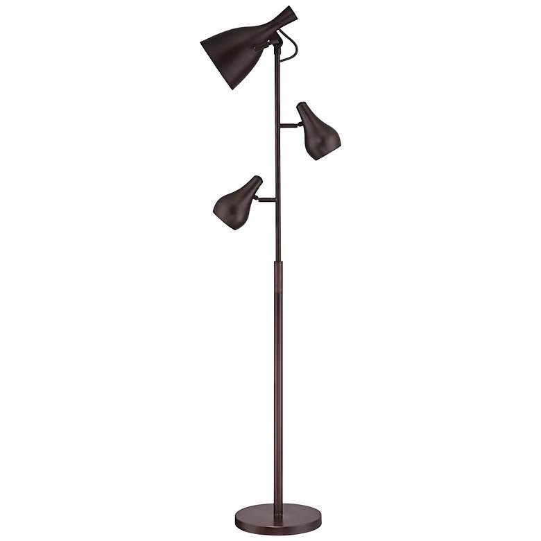Image 1 Possini Euro Vantage Adjustable 3-Light Bronze Floor Lamp