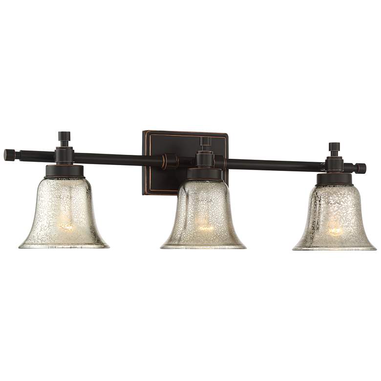 Image 5 Possini Euro Varra 26 1/2 inch 3-Light Mercury Glass Bronze Bath Light more views