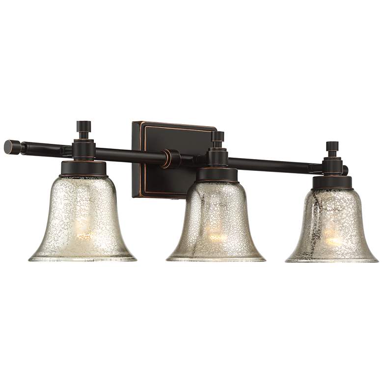 Image 6 Possini Euro Varra 26 1/2 inch 3-Light Mercury Glass Bronze Bath Light more views