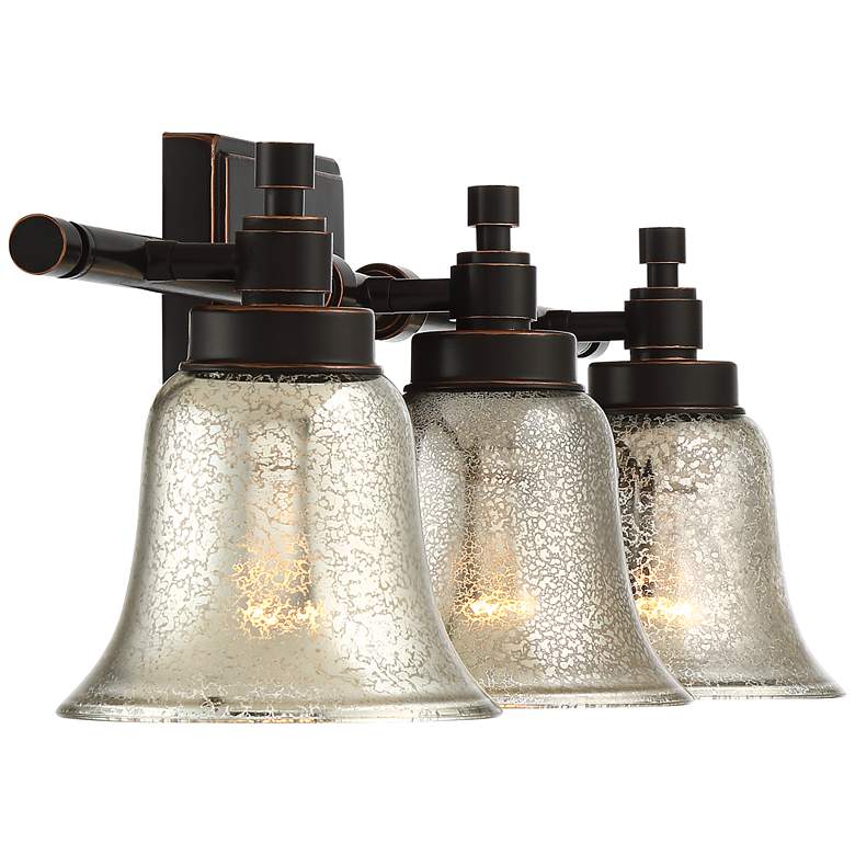 Image 7 Possini Euro Varra 26 1/2 inch 3-Light Mercury Glass Bronze Bath Light more views