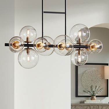 Possini Euro Vasa 34" Black and Gold 12-Light Modern Island Chandelier