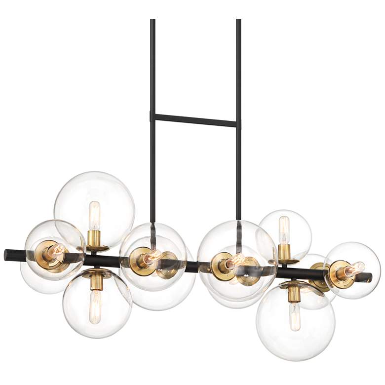 Image 1 Possini Euro Vasa 34 inch Black and Gold 12-Light Modern Island Chandelier