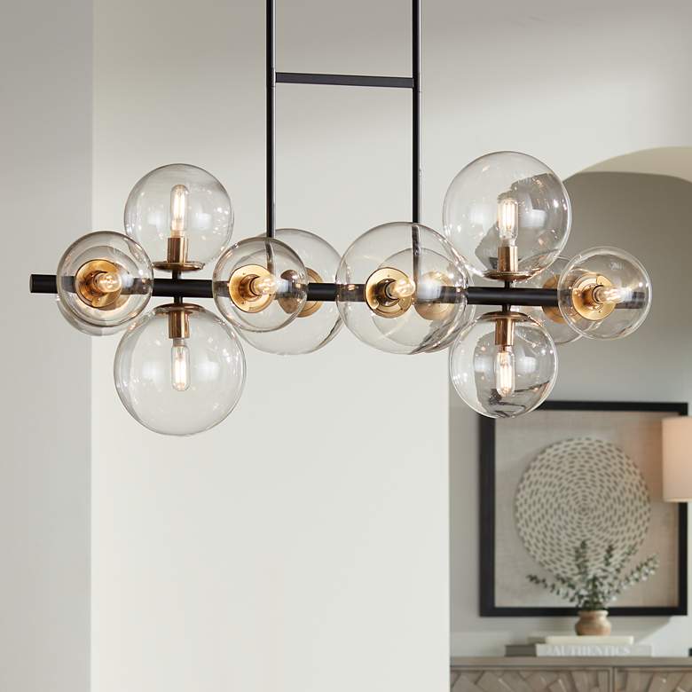 Image 2 Possini Euro Vasa 34" Black and Gold 12-Light Modern Island Chandelier