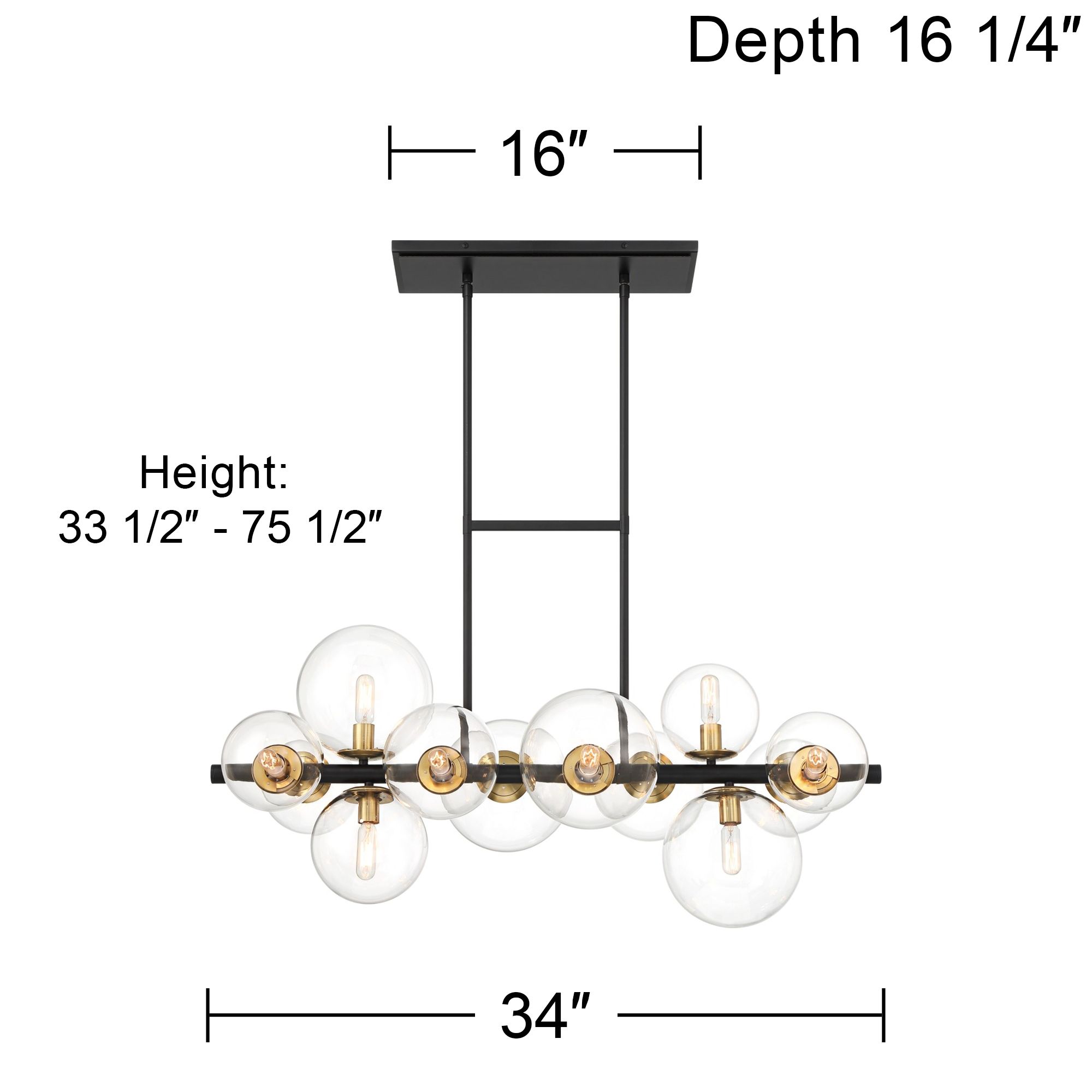 Watch A Video About the Vasa Matte Black Soft Gold 12 Light Island Chandelier