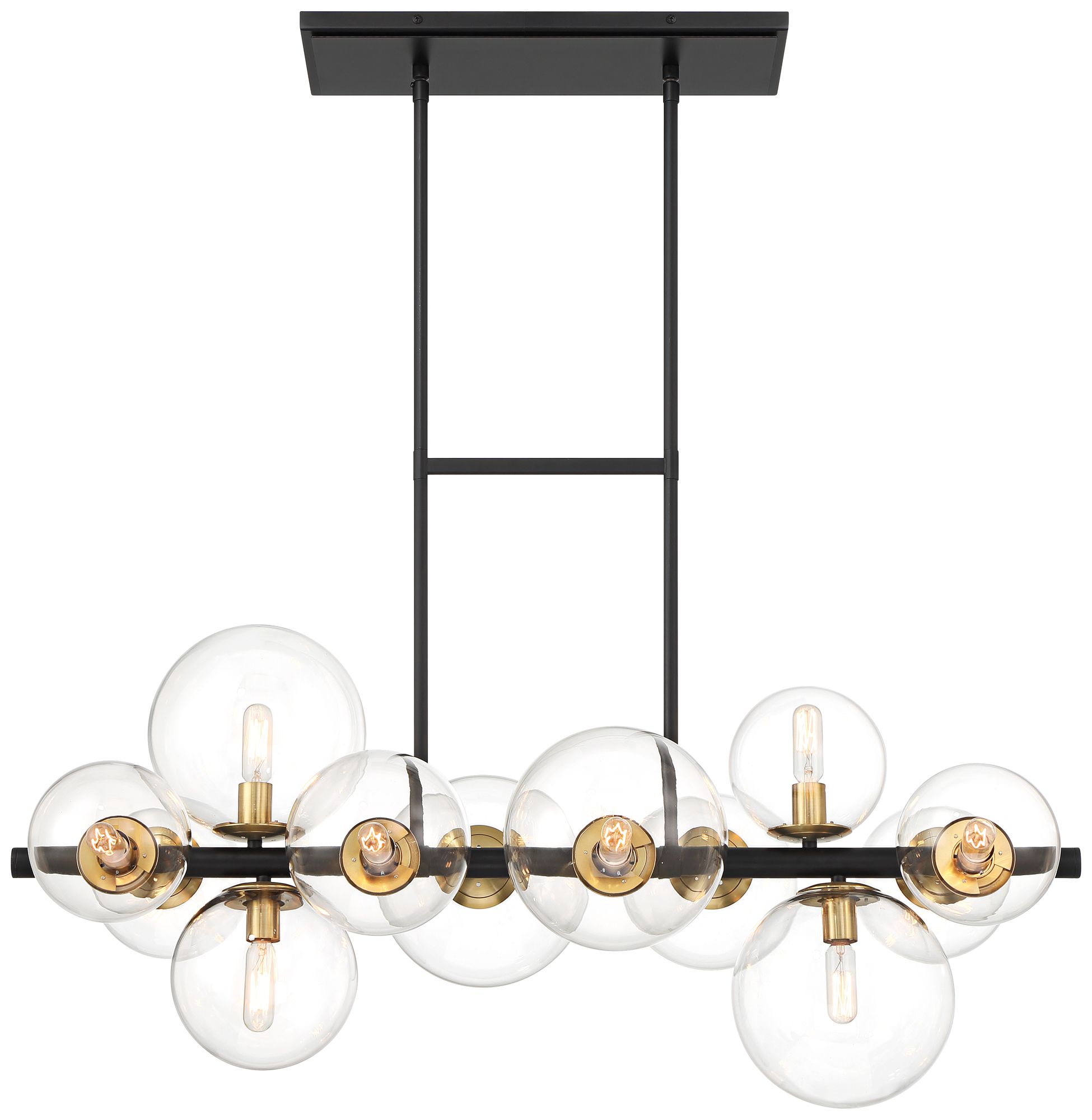 Watch A Video About the Vasa Matte Black Soft Gold 12 Light Island Chandelier