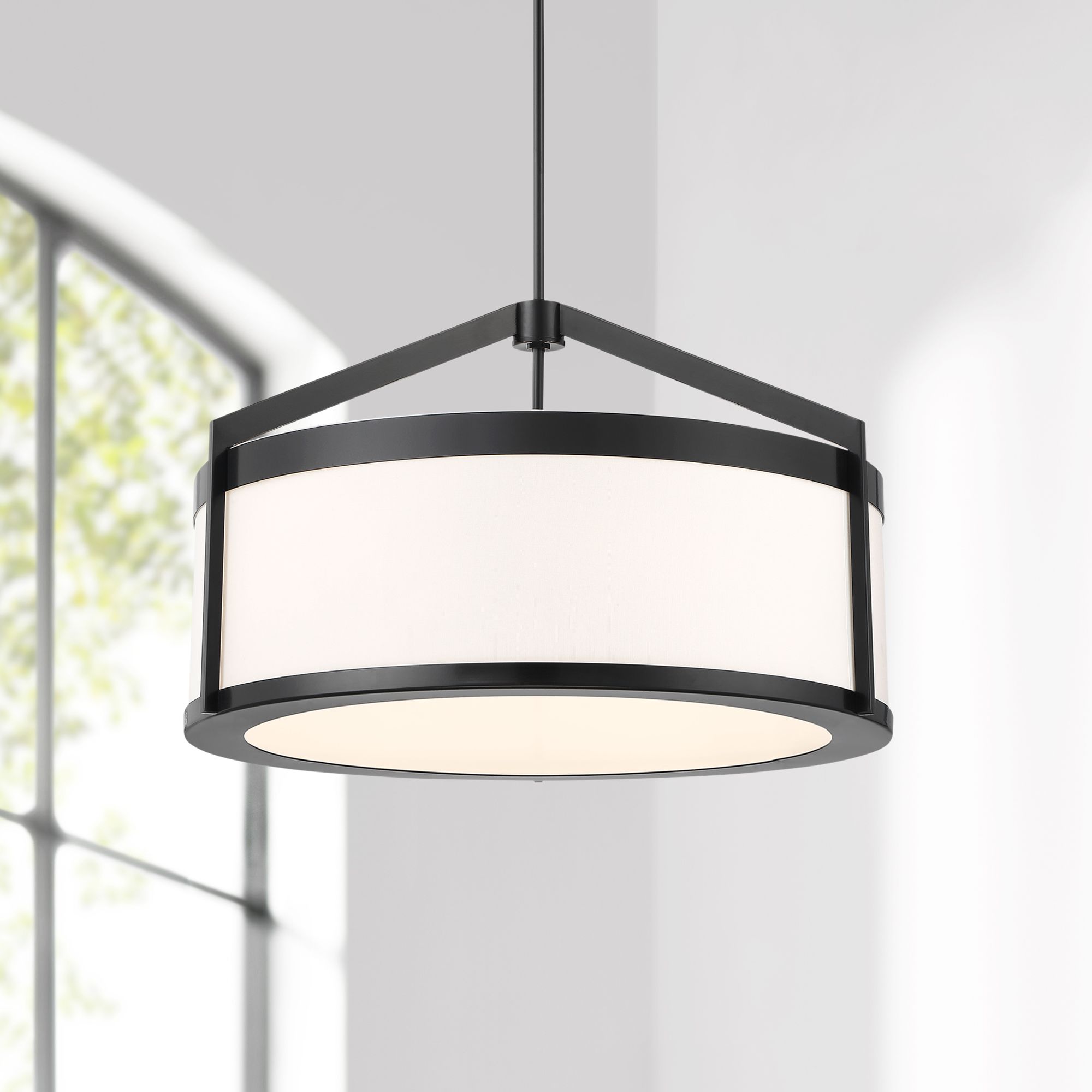 Possini Euro Vasini 26 3 4 W Gloss Black Drum Pendant Light 592v0 Lamps Plus