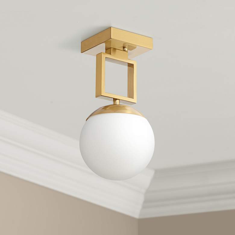 Image 1 Possini Euro Venetia 7 inch Wide Warm Gold LED Ceiling Light
