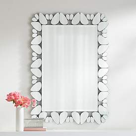 Image1 of Possini Euro Veneto Cut Glass Pattern 28" x 40" Wall Mirror