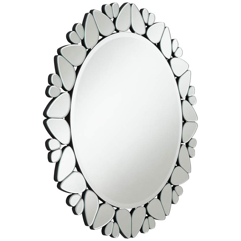 Image 5 Possini Euro Veneto Cut Glass Pattern 32" Round Wall Mirror more views