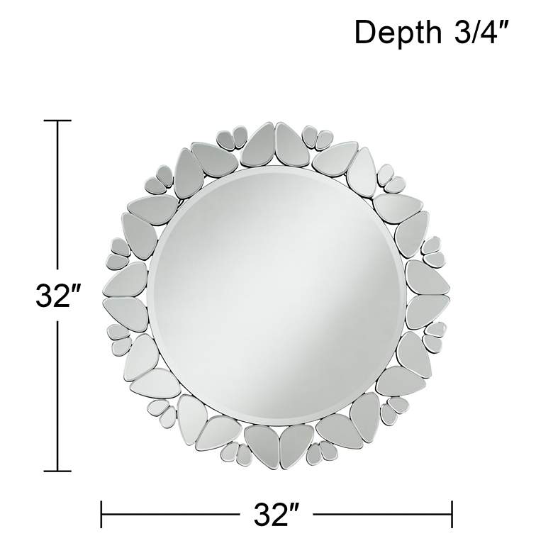 Image 7 Possini Euro Veneto Cut Glass Pattern 32" Round Wall Mirror more views
