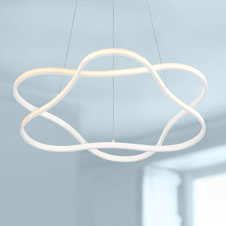 Image 1 Possini Euro Venice 24 3/4" Wide White 2-Ring LED Pendant