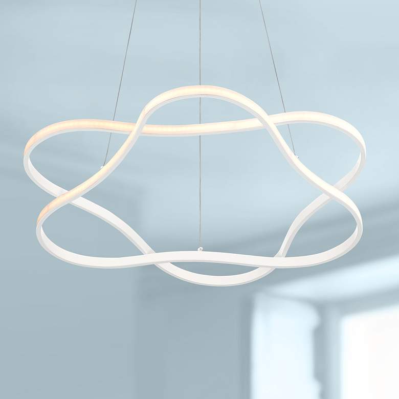 Image 1 Possini Euro Venice 24 3/4 inch Wide White 2-Ring LED Pendant