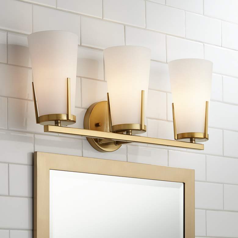 Image 1 Possini Euro Vera 23" Wide Warm Brass 3-Light Bath Light