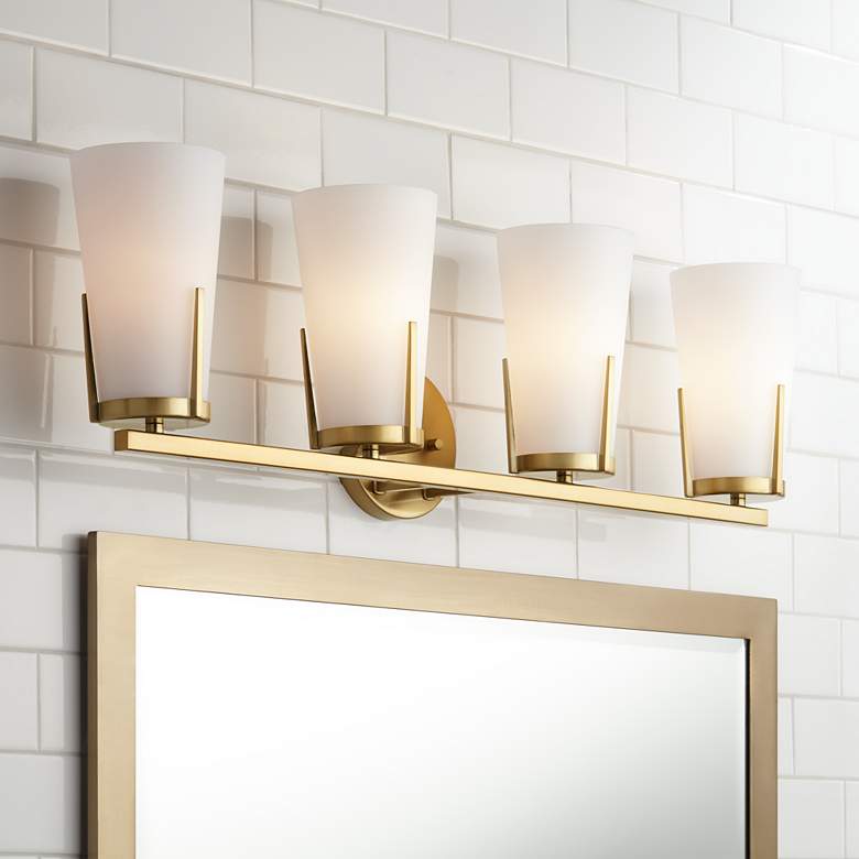 Image 1 Possini Euro Vera 32 1/4" Wide Warm Brass 4-Light Bath Light
