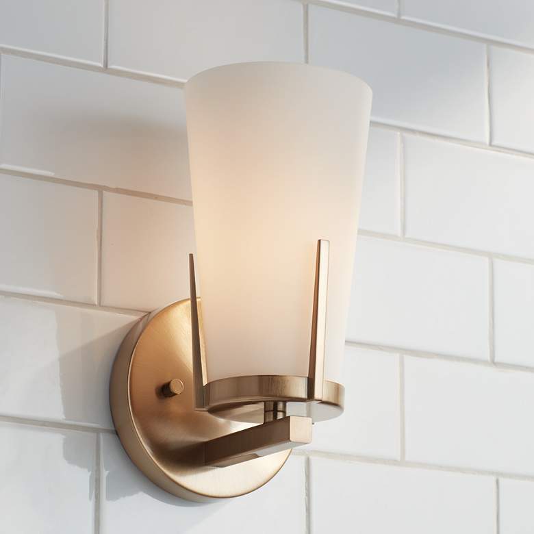 Image 1 Possini Euro Vera 9 3/4 inch High Warm Brass Wall Sconce