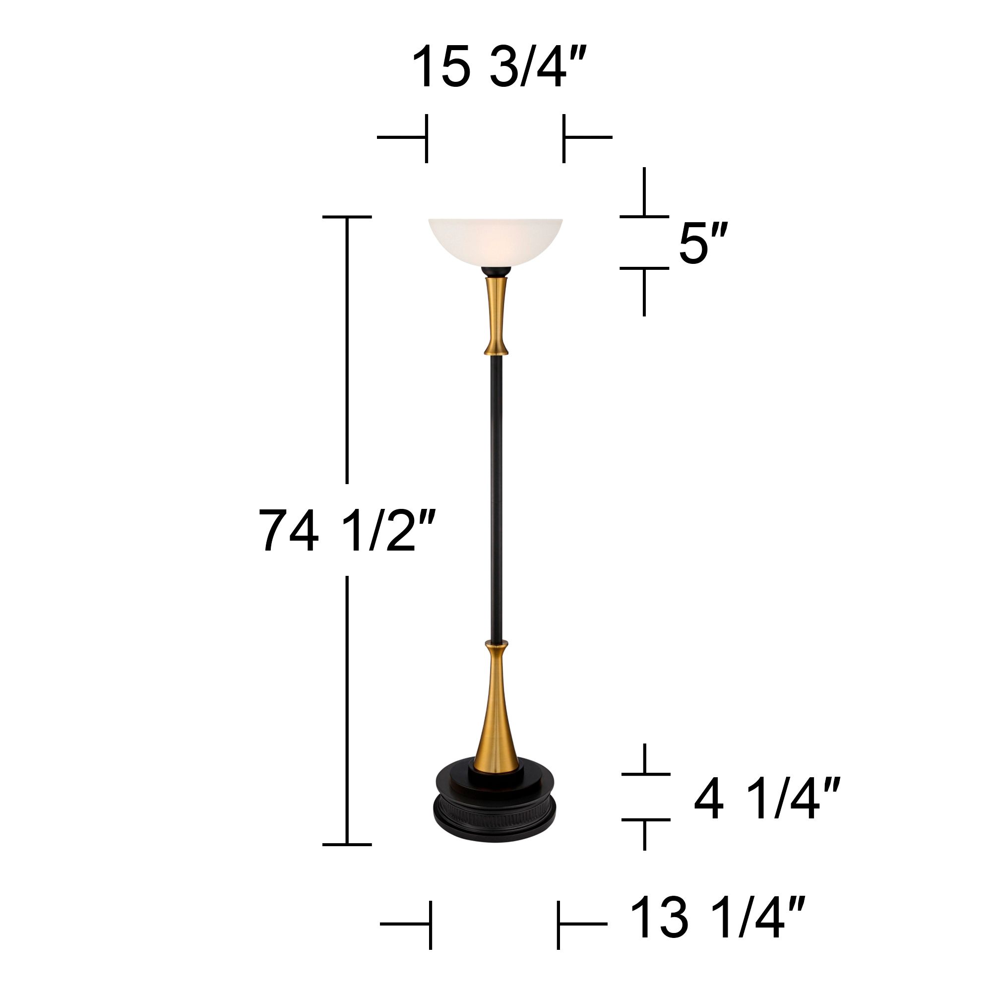 Image 7 Possini Euro Verdugo Black and Brass Torchiere Floor Lamp with Black Riser more views