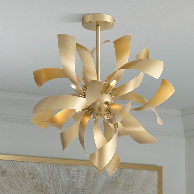 Image 1 Possini Euro Verity 22" 6-Light LED Modern Gold Twisted Ceiling Light