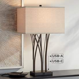 Image1 of Possini Euro Verity 29" Bronze Reed Dual USB Table Lamp