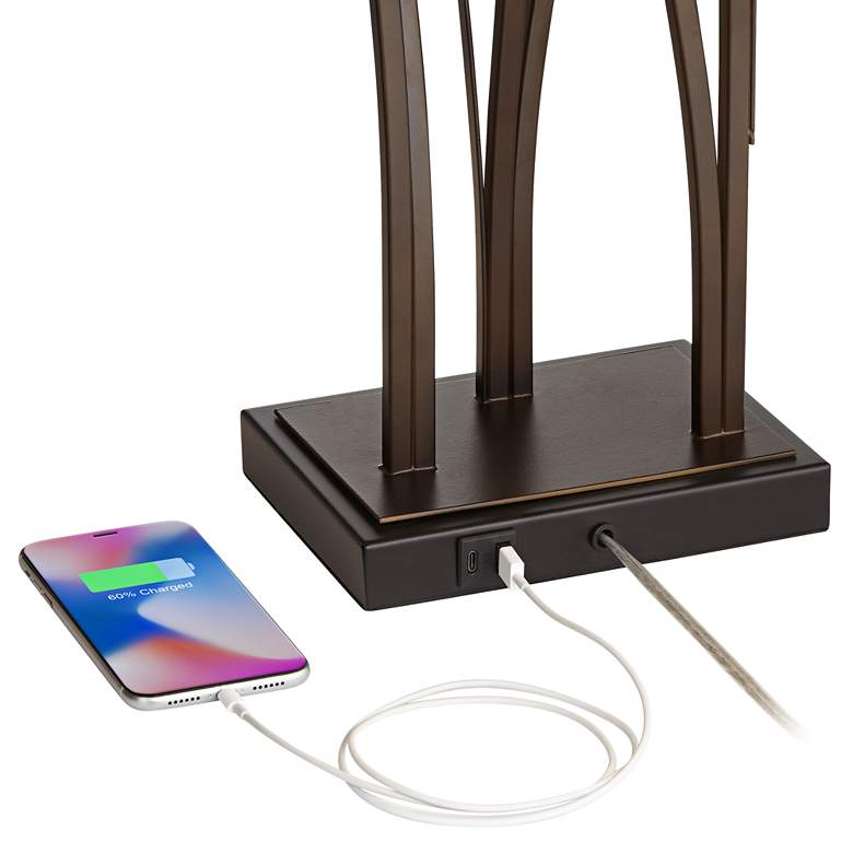 Image 4 Possini Euro Verity 29" Bronze Reed Dual USB Table Lamp more views