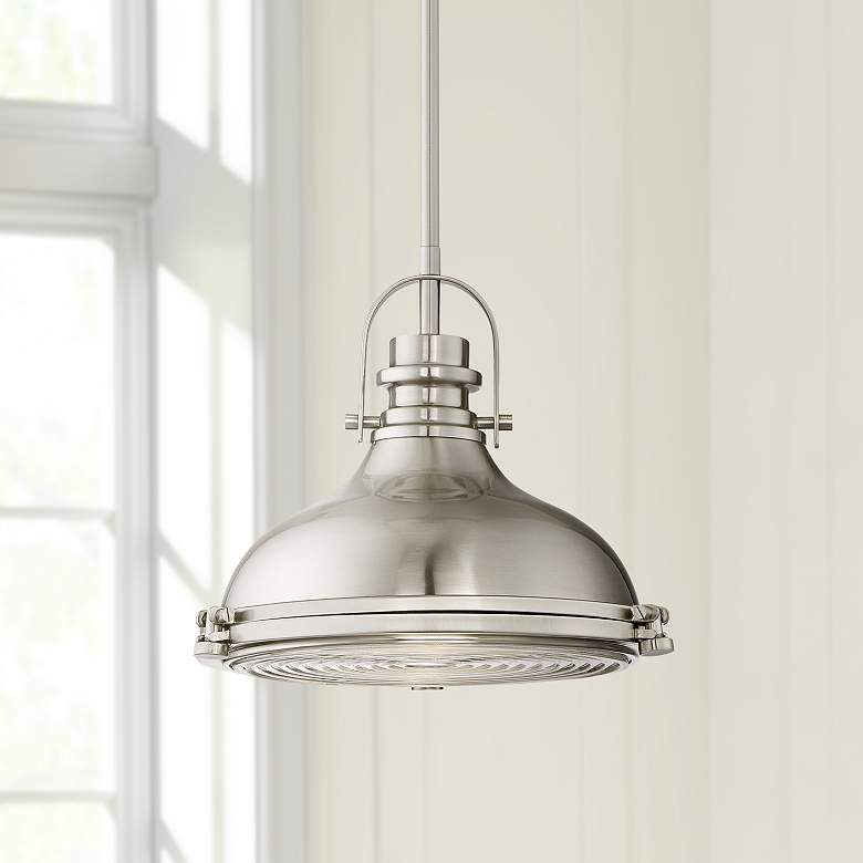 Image 2 Possini Euro Verndale 11 1/2" Brushed Nickel Industrial Mini Pendant