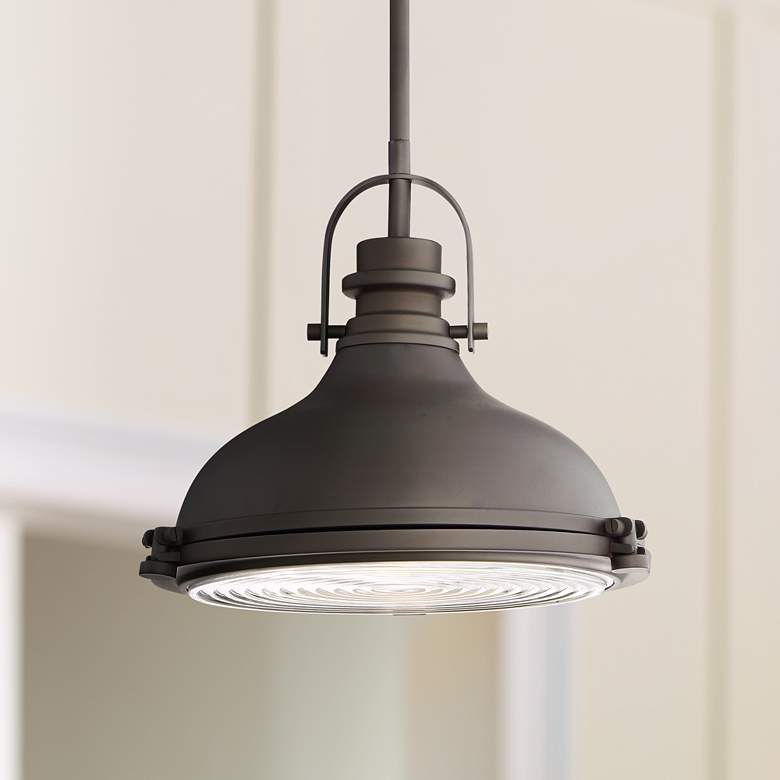 Image 1 Possini Euro Verndale 11 1/2" Wide Bronze Industrial Mini Pendant