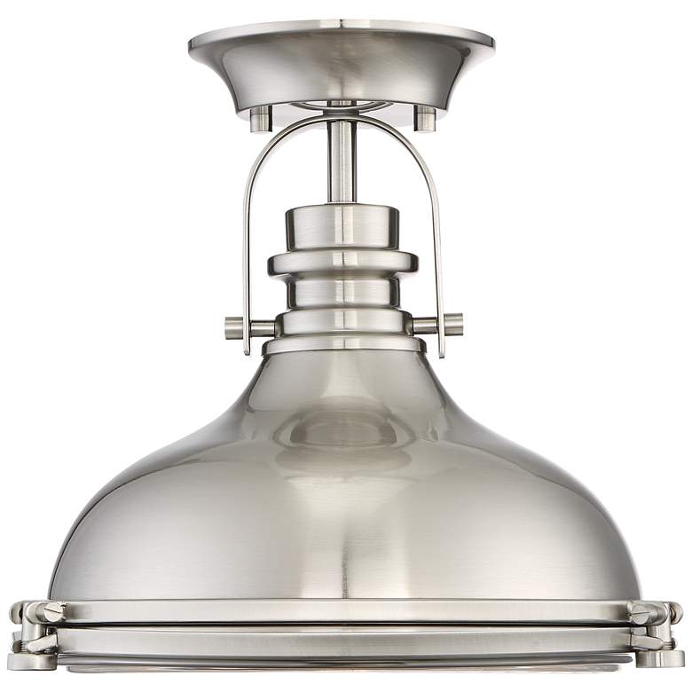 Image 5 Possini Euro Verndale 11 3/4 inch Brushed Nickel Industrial Ceiling Light more views