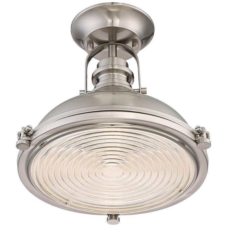 Image 6 Possini Euro Verndale 11 3/4 inch Brushed Nickel Industrial Ceiling Light more views