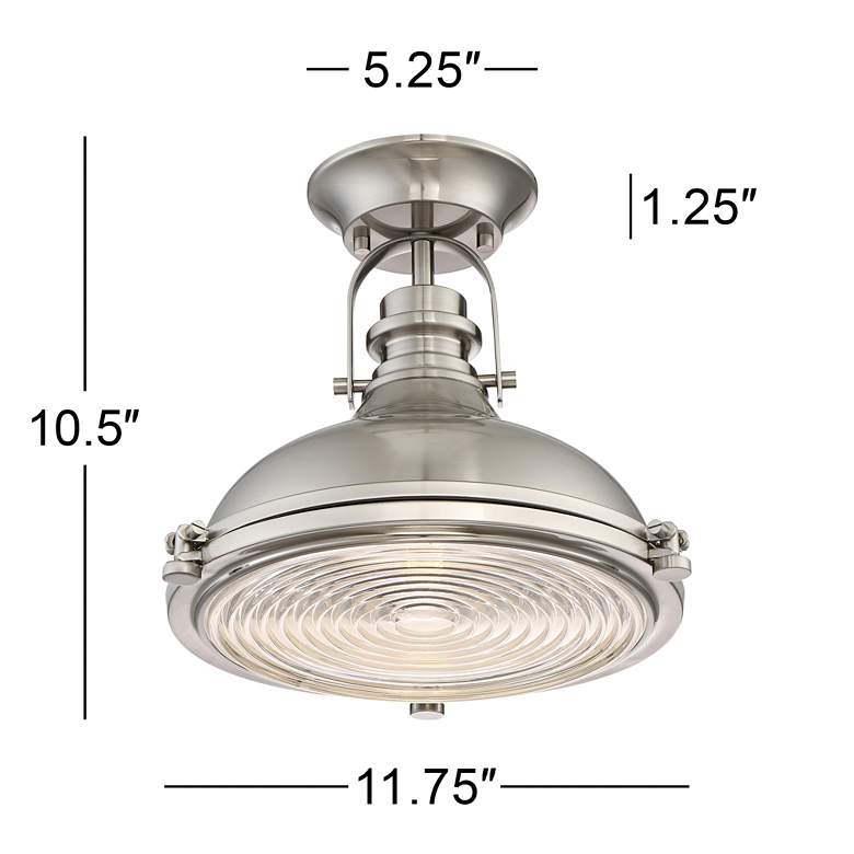 Image 7 Possini Euro Verndale 11 3/4 inch Brushed Nickel Industrial Ceiling Light more views