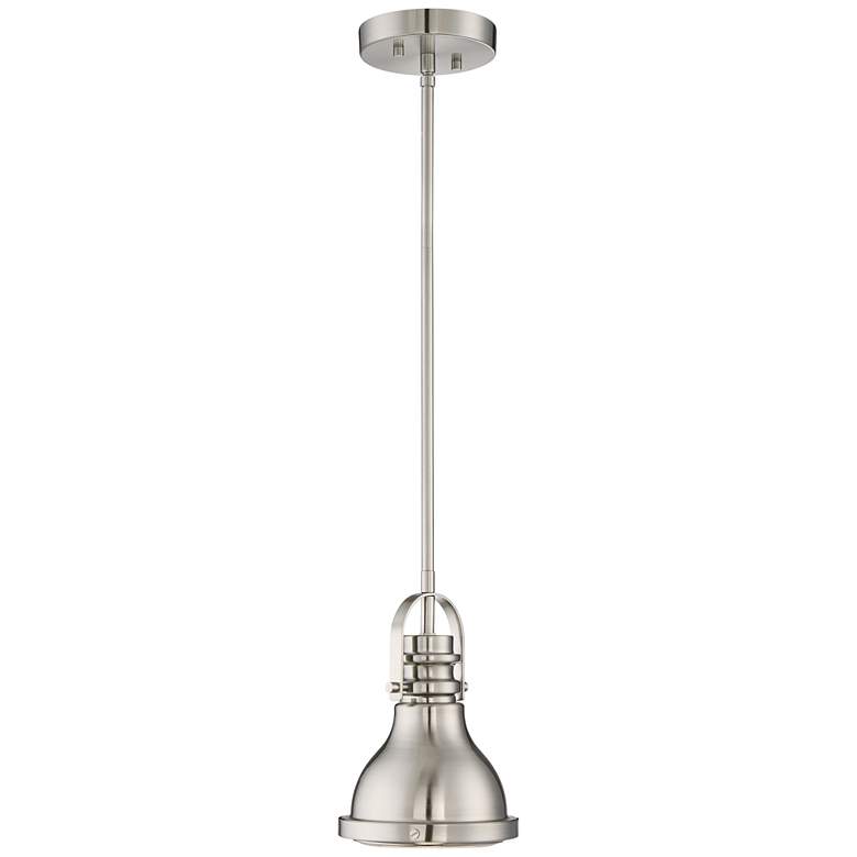Image 6 Possini Euro Verndale 6 1/2" Brushed Nickel Industrial Mini Pendant more views