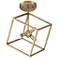 Possini Euro Verrin 13 3/4" Wide Warm Brass Modern Cube Ceiling Light
