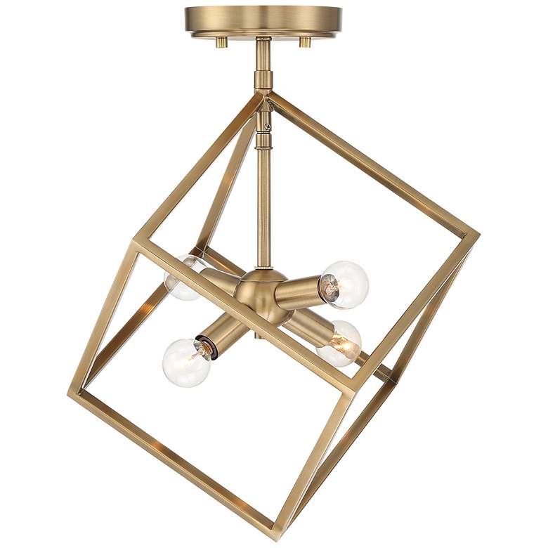 Image 5 Possini Euro Verrin 13 3/4" Wide Warm Brass Modern Cube Ceiling Light more views