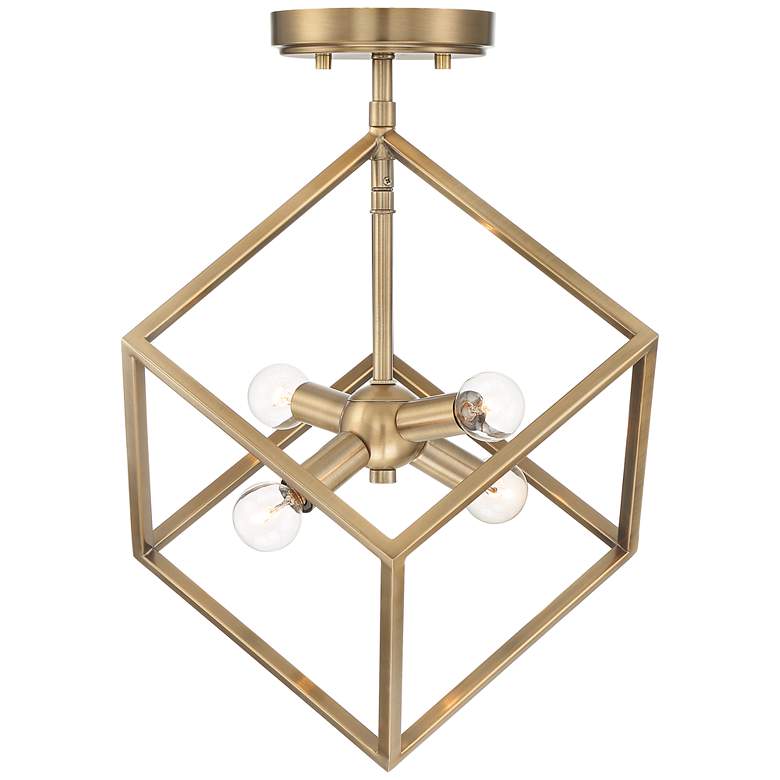 Image 6 Possini Euro Verrin 13 3/4" Wide Warm Brass Modern Cube Ceiling Light more views