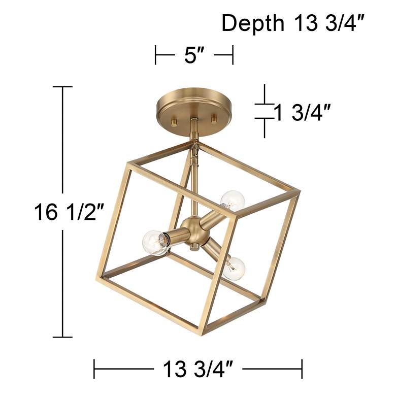 Image 7 Possini Euro Verrin 13 3/4" Wide Warm Brass Modern Cube Ceiling Light more views