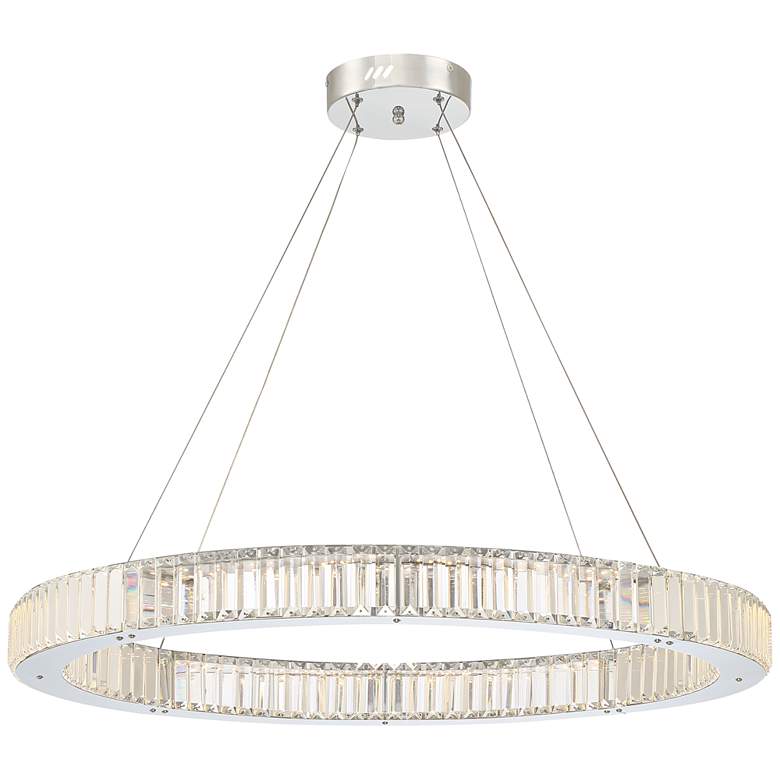 Image 3 Possini Euro Vesta 35 1/2 inch Wide Chrome LED Ring Pendant Chandelier