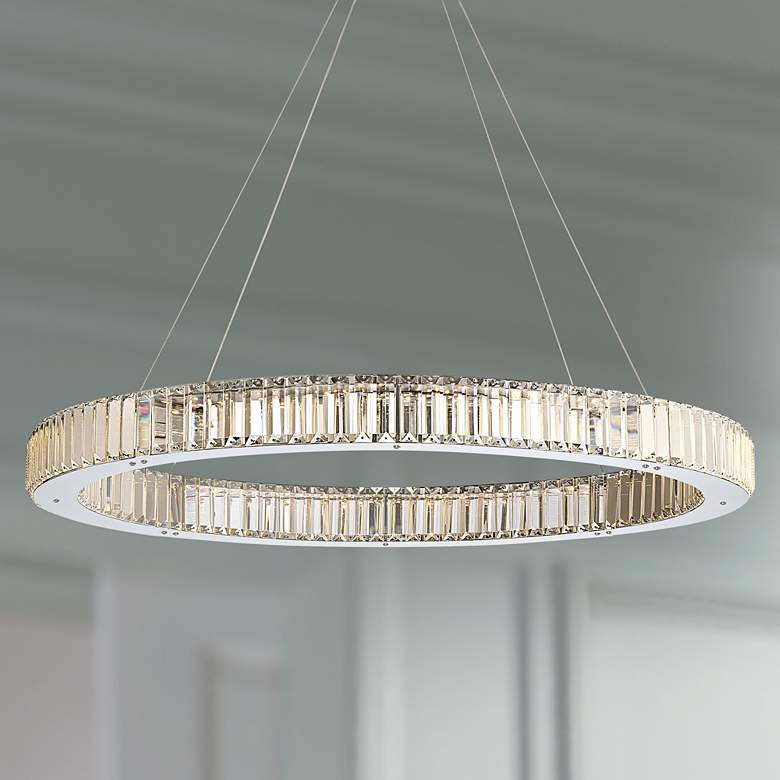 Image 2 Possini Euro Vesta 35 1/2 inch Wide Chrome LED Ring Pendant Chandelier