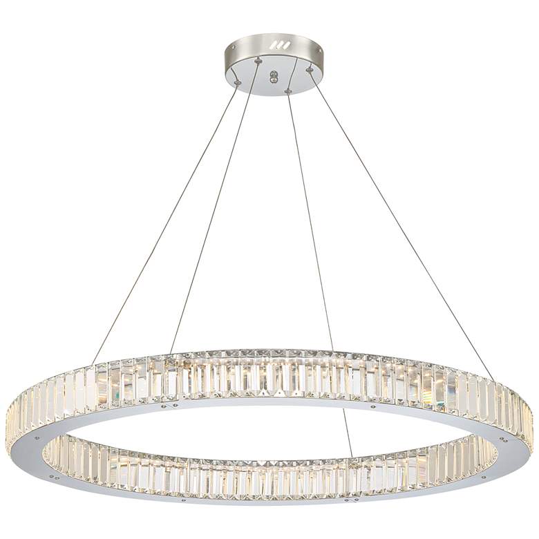 Image 7 Possini Euro Vesta 35 1/2 inch Wide Chrome LED Ring Pendant Chandelier more views