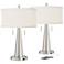 Possini Euro Vicki 23" Cream Faux Silk Nickel USB Table Lamps Set of 2