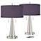 Possini Euro Vicki 23" Eggplant Purple and Nickel USB Lamps Set of 2