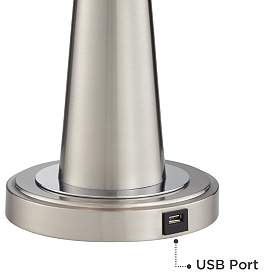 Image4 of Possini Euro Vicki 23" Taupe Faux Silk and Nickel USB Lamps Set of 2 more views