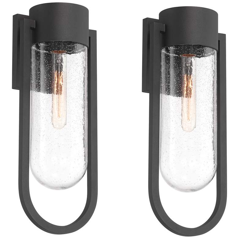 Image 2 Possini Euro Villa Lane 18 1/2" High Sand Black Wall Sconce Set of 2