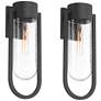 2_Possini Euro Villa Lane 18 1/2" High Sand Black Wall Sconce Set of 2