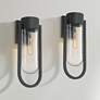 1_Possini Euro Villa Lane 18 1/2" High Sand Black Wall Sconce Set of 2