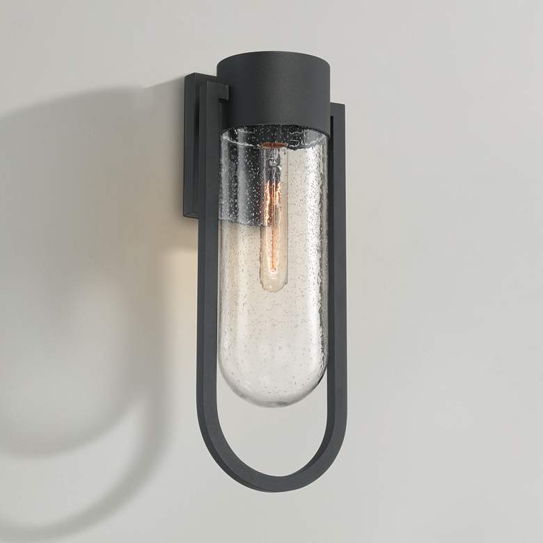 Image 1 Possini Euro Villa Lane 18 1/2" High Sand Black Wall Sconce