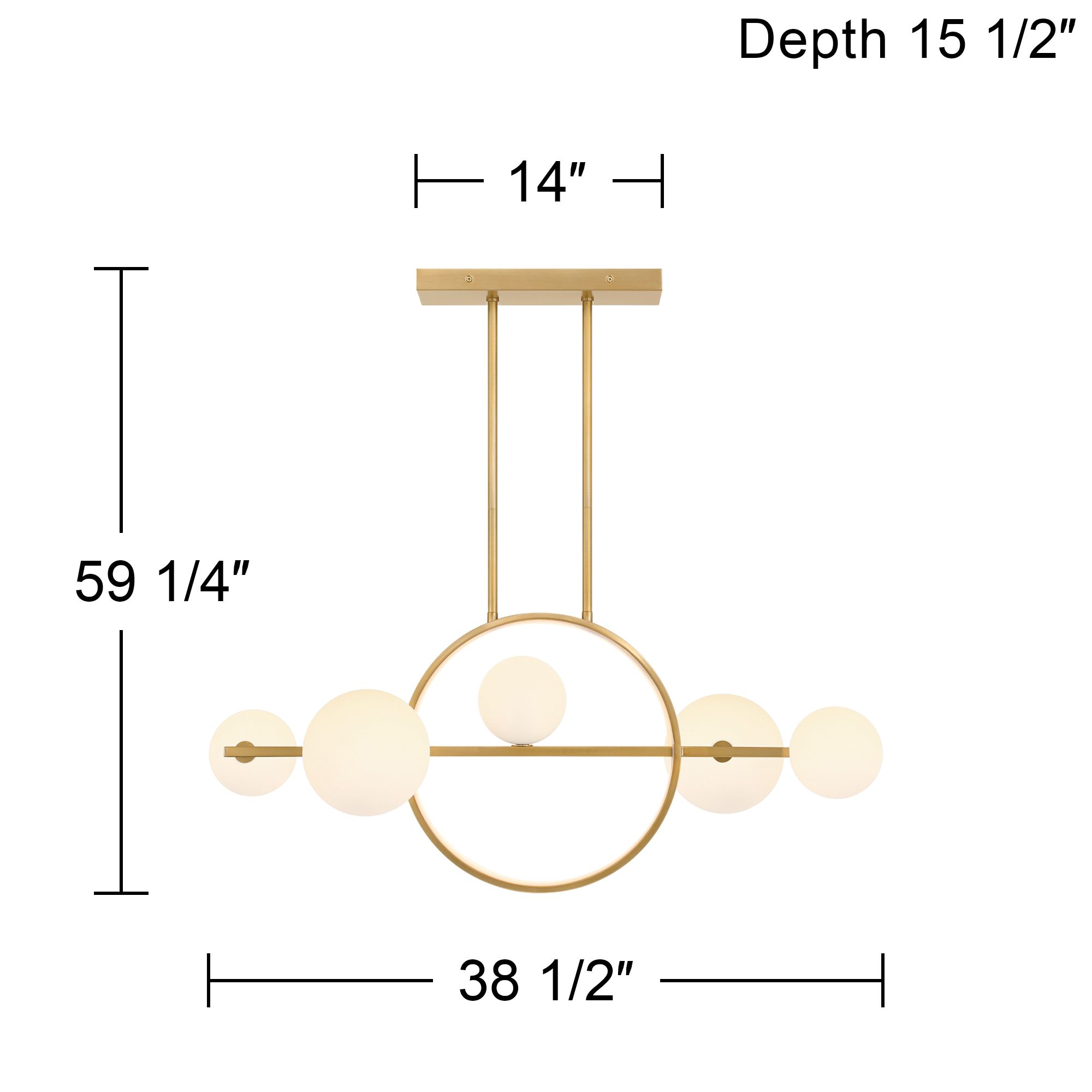 Possini Euro Villani 38 1/2"W Soft Gold Linear 5-Light LED Chandelier