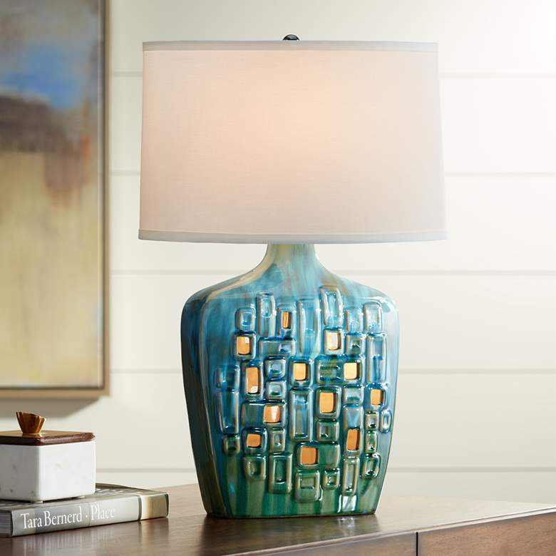 Image 1 Possini Euro Vincent Ceramic Table Lamp with LED Night Light