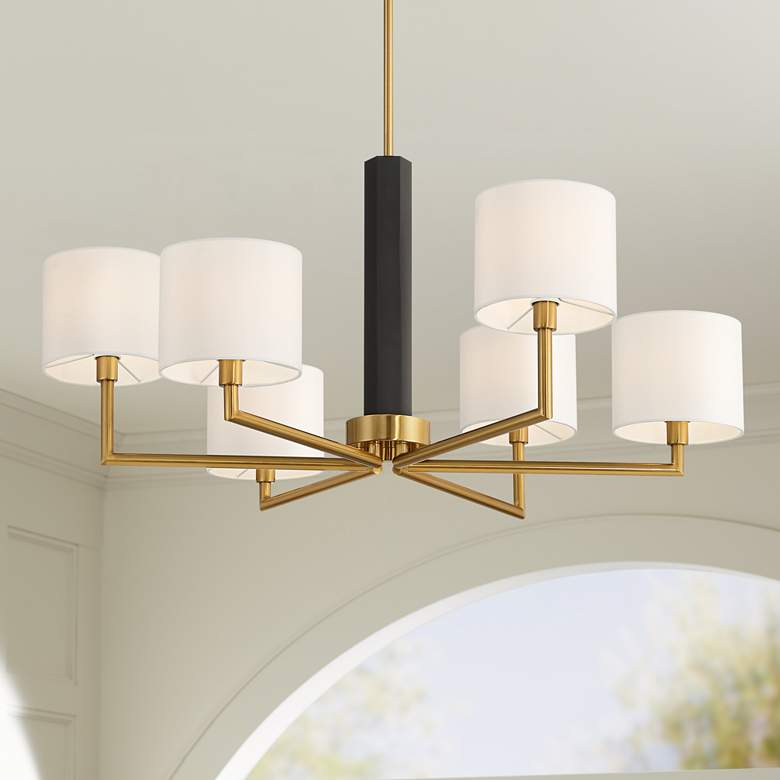 Image 1 Possini Euro Virginia 32" Wide Gold and Matte Black 6-Light Chandelier