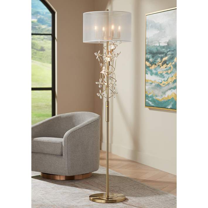 Possini Euro Vivant 71 1/2" Crystal Spray 8-Light Soft Gold Floor Lamp