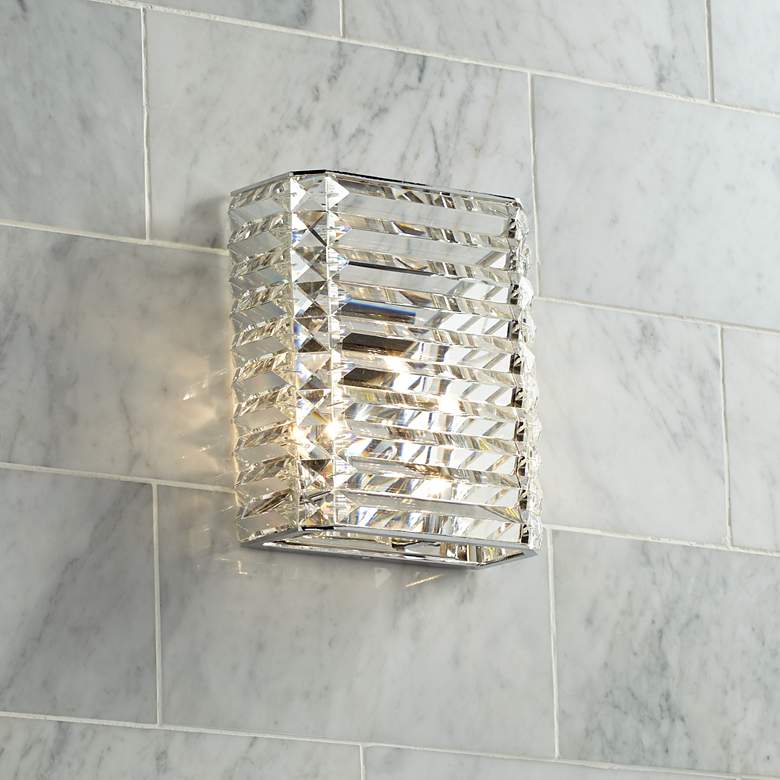 Image 1 Possini Euro Vivienne 9 inch High Crystal Wall Sconce